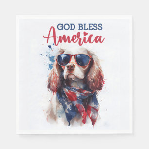 Servilleta De Papel Perro Patriótico-Cocker Spaniel