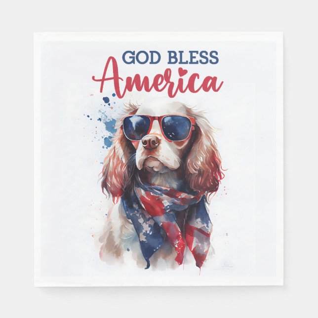 Servilleta De Papel Perro Patriótico-Cocker Spaniel (Anverso)