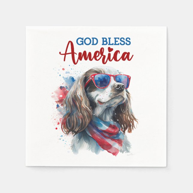 Servilleta De Papel Perro Patriótico-Cocker Spaniel (Anverso)