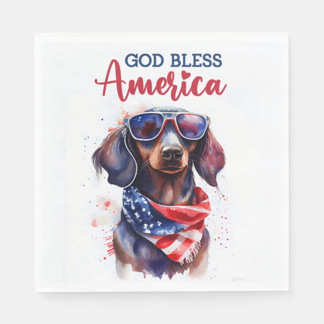 Servilleta De Papel Perro Patriótico-Dachshund (Anverso)