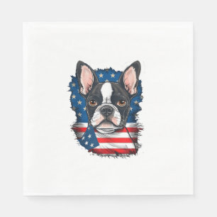 Servilleta De Papel Perro patriótico del territorio de Boston Puppy Ba