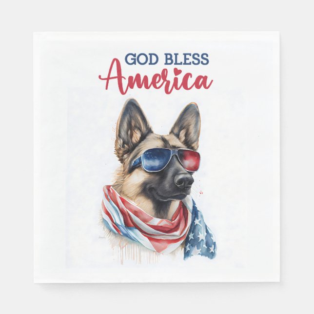 Servilleta De Papel Perro Patriótico-Pastor Alemán (Anverso)