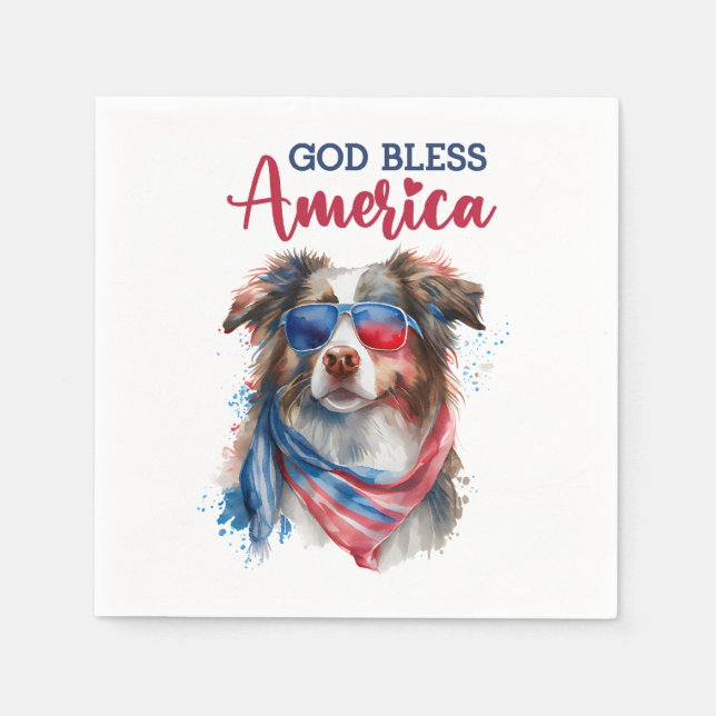 Servilleta De Papel Perro Patriótico-Pastor Australiano (Anverso)