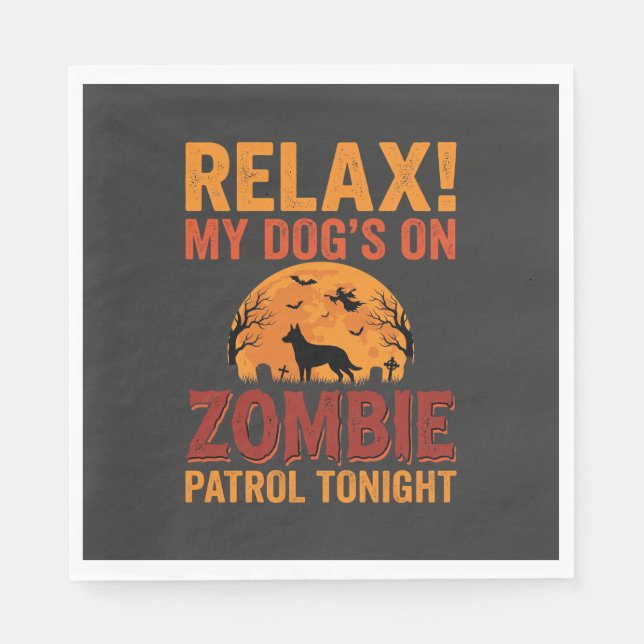 Servilleta De Papel Perro Patrulla Zombie Halloween (Anverso)