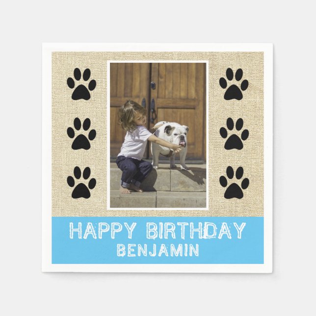 Servilleta De Papel Perro Paw Imprime Foto De Niños Fiesta De Cumpleañ (Anverso)