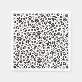 Servilleta De Papel Perro Paws Black and White Polka Dot