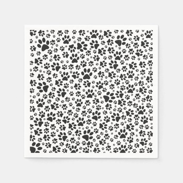 Servilleta De Papel Perro Paws Black and White Polka Dot (Anverso)