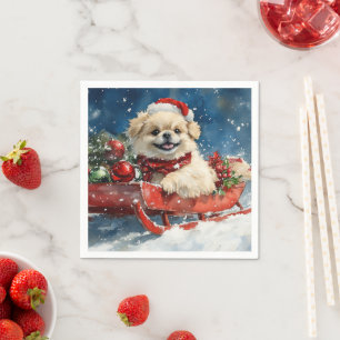 Servilleta De Papel Perro pekinés con mangas en el agua deja que nieve