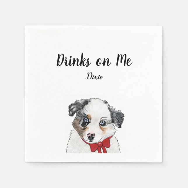 Servilleta De Papel Perro Personalizado Cocktail Napkin (Anverso)