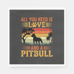 Servilleta De Papel Perro Pitbull Atardecer Retro Amor