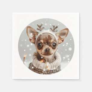Servilleta De Papel Perro reno chihuahua navidades