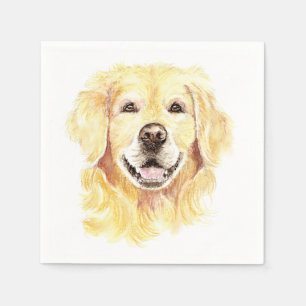 Servilleta De Papel Perro Retriever Dorado Mascota Animal acuarela