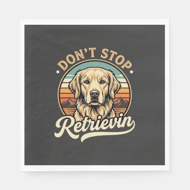 Servilleta De Papel Perro Retriever Dorado No Deja De Recuperar (Anverso)