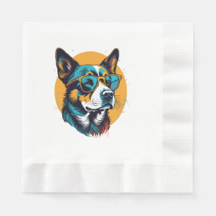 Servilleta De Papel Perro Retro con gafas de sol