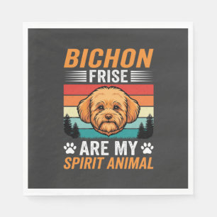 Servilleta De Papel Perro retro espíritu animal Bichon Frise