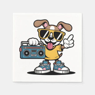 Servilleta De Papel Perro Retro Hip Hop: Cool Cartoon Puppy