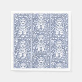 Servilleta De Papel Perro revuelto dulce de algodón azul y blanco