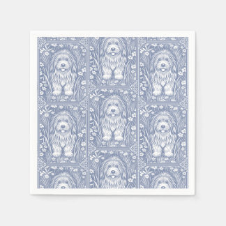 Servilleta De Papel Perro revuelto dulce de algodón azul y blanco