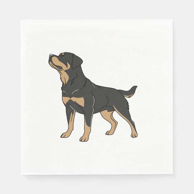 Servilleta De Papel Perro Rottweiler, Perro Rottweiler de pie (Anverso)