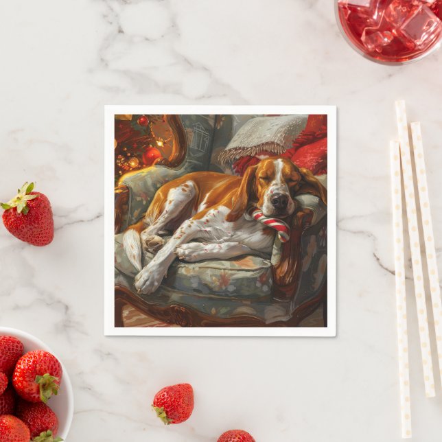 Servilleta De Papel Perro Sabueso Americano de Navidad Festivo (In situ)