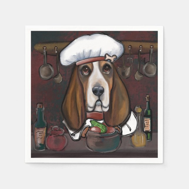 Servilleta De Papel PERRO SABUESO Basset Hound (Anverso)