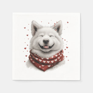 Servilleta De Papel Perro Samoyedo Día de San Valentín