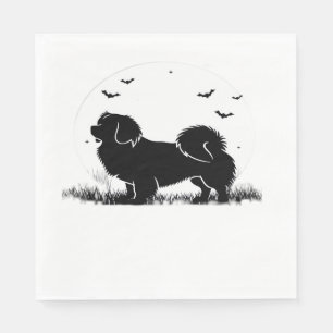 Servilleta De Papel Perro Spaniel Tibetano � Silueta de Luna de Hallow