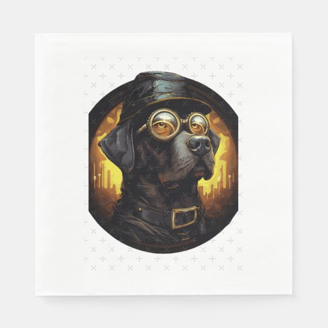 Servilleta De Papel Perro Steampunk Labrador al estilo de aviador Pers (Anverso)