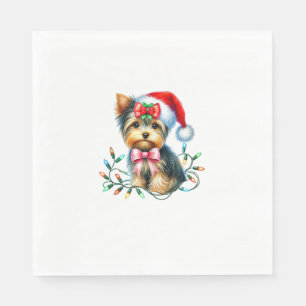 Servilleta De Papel Perro Terrier De Yorkshire Con Navidades De Coquet