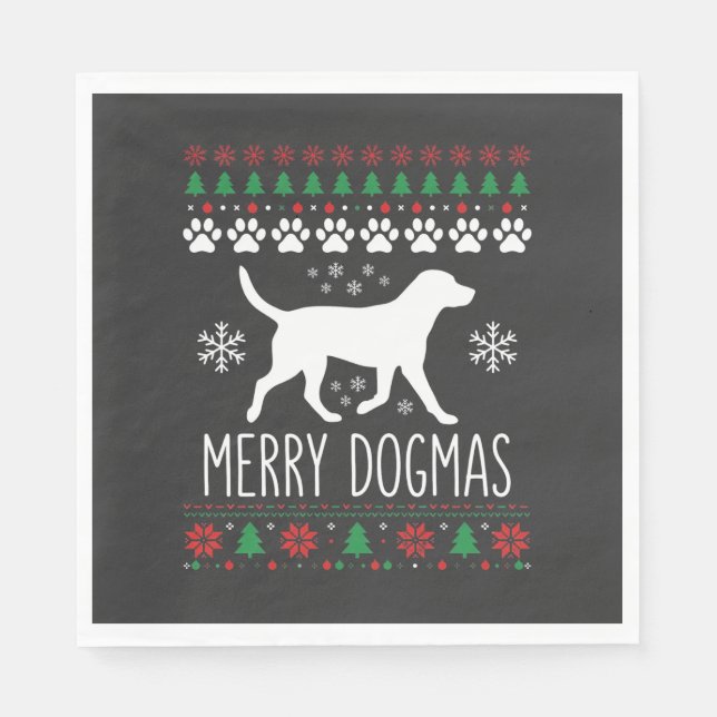 Servilleta De Papel Perro Vector Navidad Dogmas Alegres (Anverso)