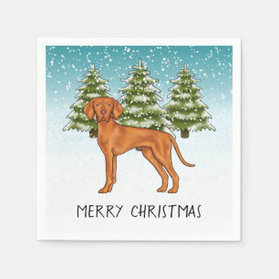 Servilleta De Papel Perro Vizsla Húngaro Bosque Nevado De Invierno Y T