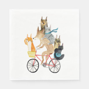 Servilleta De Papel Perro y gatos en bicicleta