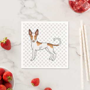 Servilleta De Papel Perro y patas de Podenco Ibicenco Blanco y Rojo de