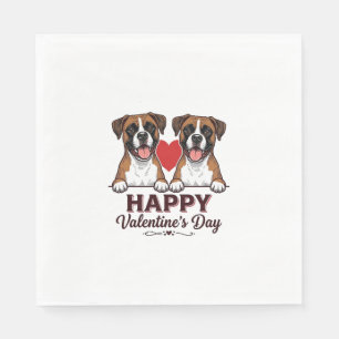 Servilleta De Papel Perros Boxer Feliz Día de San Valentín Vintage