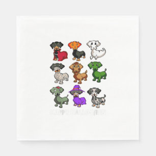 Servilleta De Papel Perros Dachshund Halloween Feliz Halloween