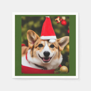 Servilleta De Papel Perros de Corgi sonriendo navidades diversión
