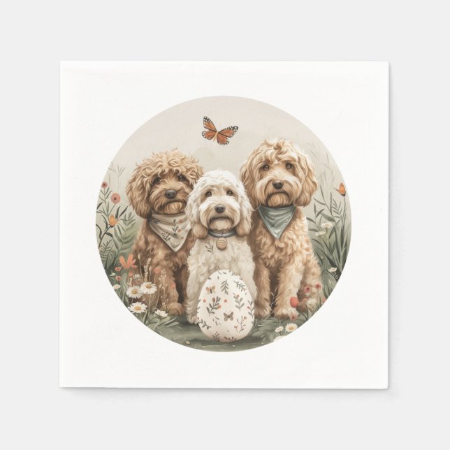 Servilleta De Papel Perros de Easter Goldendoodle (Anverso)