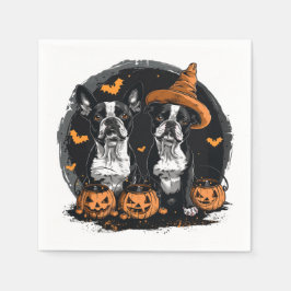 Servilleta De Papel Perros de Halloween Boston Terrier