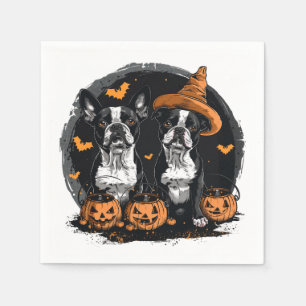 Servilleta De Papel Perros de Halloween Boston Terrier