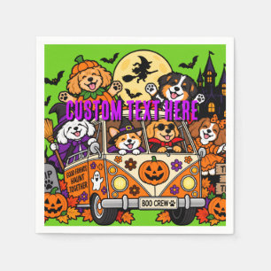 Servilleta De Papel Perros de Halloween Furgoneta Retro Verde Personal