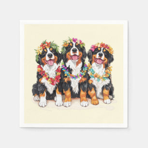 Servilleta De Papel Perros de montaña berneses hawaianos Lei de flores