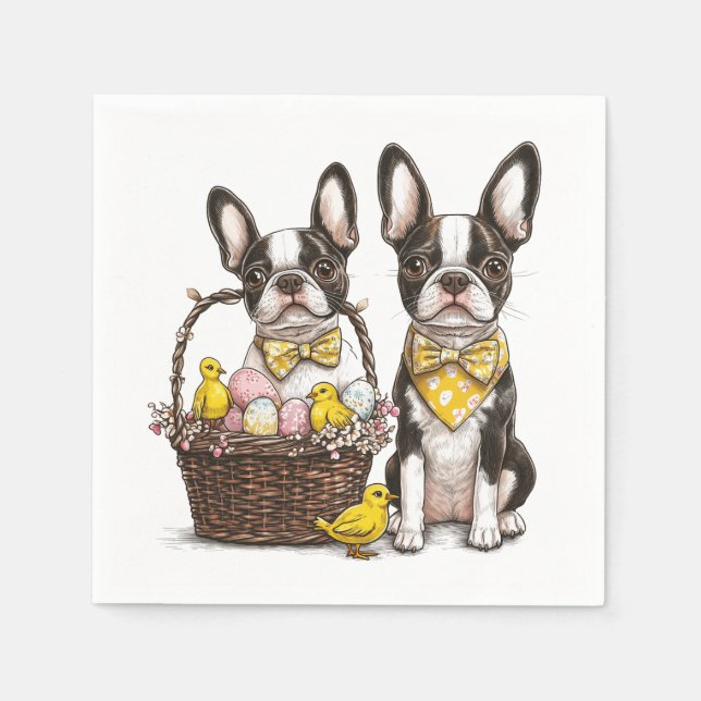 Servilleta De Papel Perros de Pascua de Boston Terrier (Anverso)