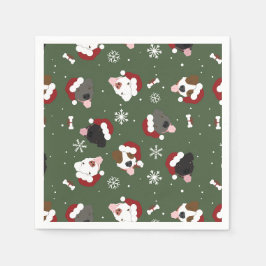 Servilleta De Papel Perros de Santa en Verde