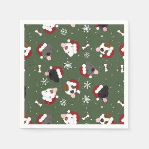 Servilleta De Papel Perros de Santa en Verde