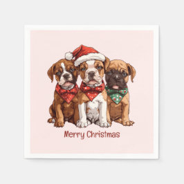 Servilleta De Papel Perros del Boxer navideño