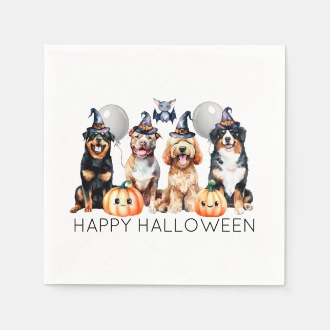 Servilleta De Papel Perros felices de Halloween (Anverso)