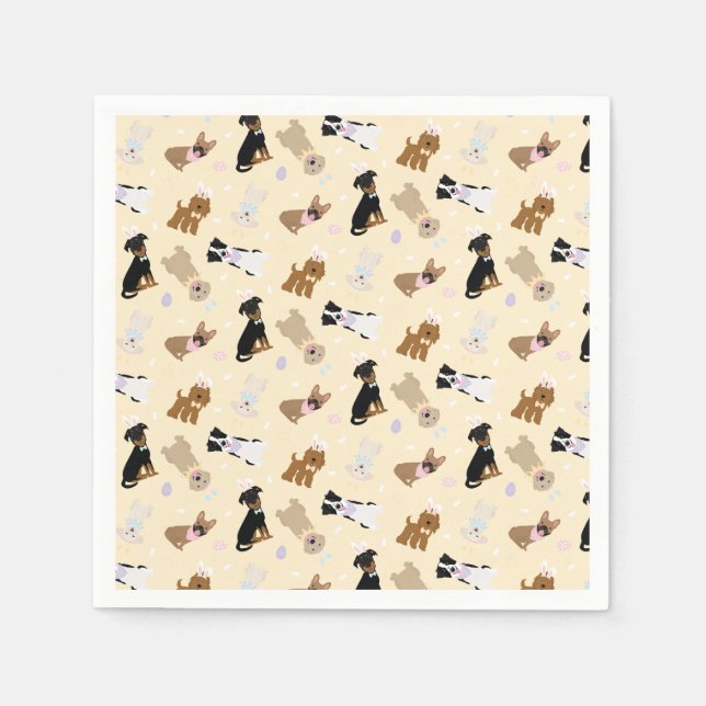 Servilleta De Papel Perros felices de Pascua (Anverso)