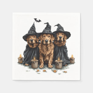 Servilleta De Papel Perros Golden Retriever de Halloween con Jack O La