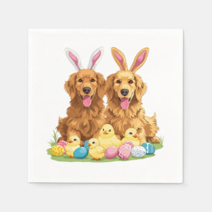 Servilleta De Papel Perros Golden Retriever de Pascua con orejas de co