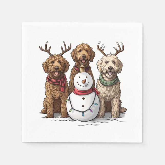Servilleta De Papel Perros Goldendoodle de Navidad (Anverso)